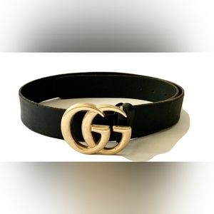 Gucci Marmont Wide Black Leather GG Belt - Women’s Size 85